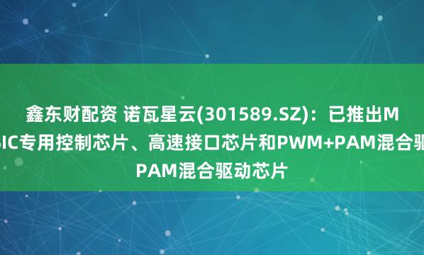 鑫东财配资 诺瓦星云(301589.SZ)：已推出MLED ASIC专用控制芯片、高速接口芯片和PWM+PAM混合驱动芯片